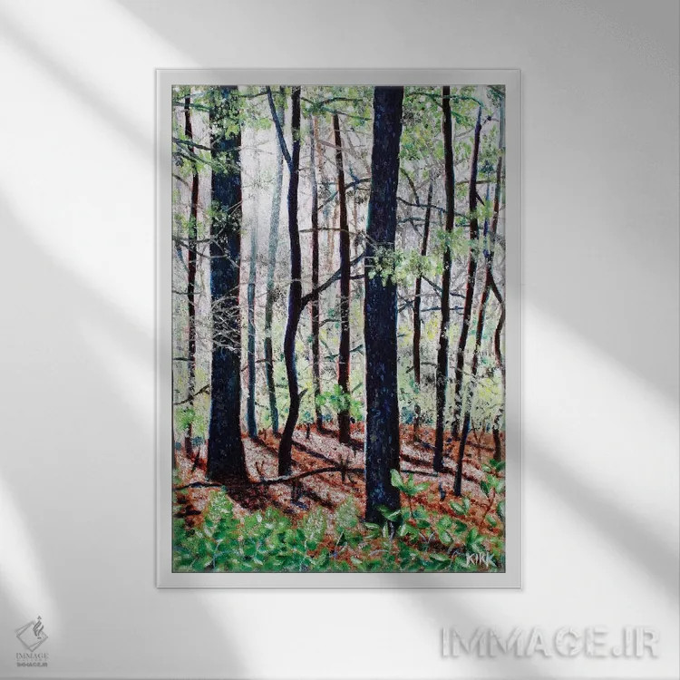 تابلو دکوراتیو جنگل های عمیق اثر جری لی کرک - نمای قابدار سفید