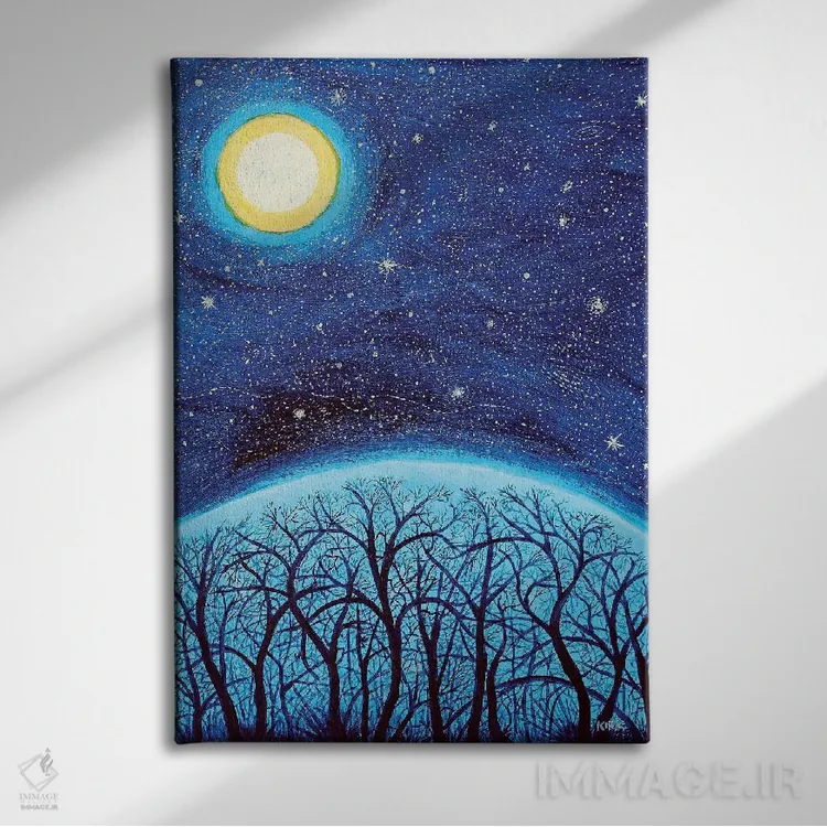 تابلو دکوراتیو ماه بر فراز کوه اثر جری لی کرک - نمای روبهرو روی دیوار