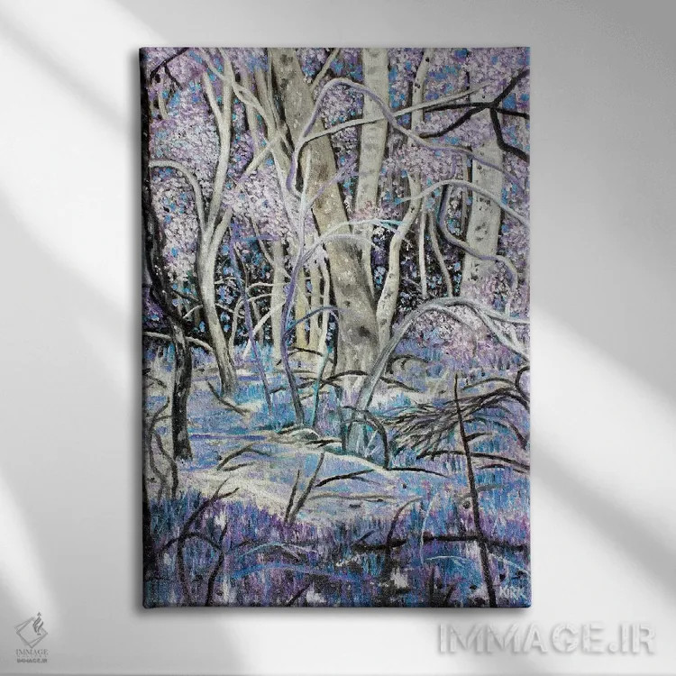 تابلو دکوراتیو جنگل اسطوخودوس اثر جری لی کرک - نمای روبهرو روی دیوار