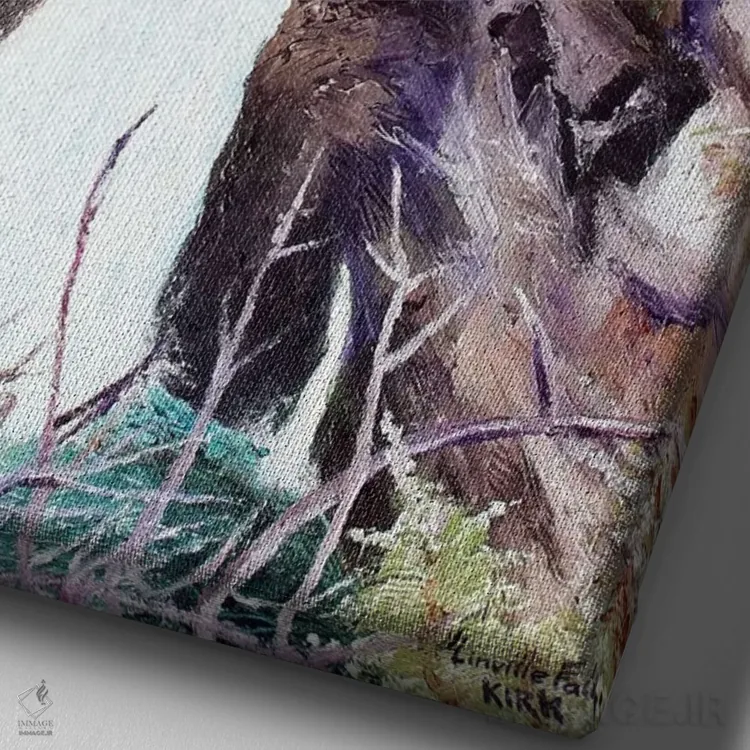 تابلو دکوراتیو آبشار لینویل اثر جری لی کرک - نمای نزدیک بافت بوم