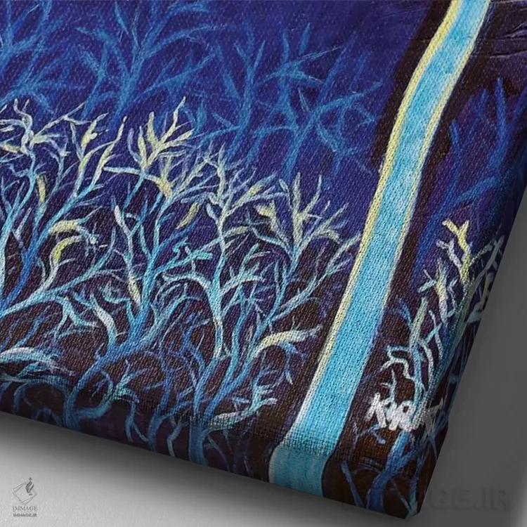 تابلو دکوراتیو کوه نیمه شب اثر جری لی کرک - نمای نزدیک بافت بوم