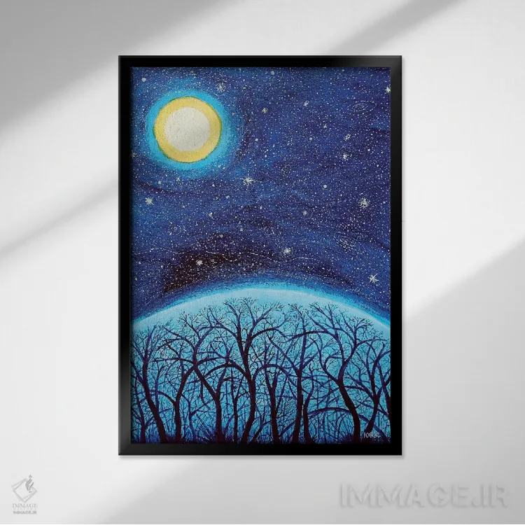 تابلو دکوراتیو ماه بر فراز کوه اثر جری لی کرک - نمای قابدار مشکی