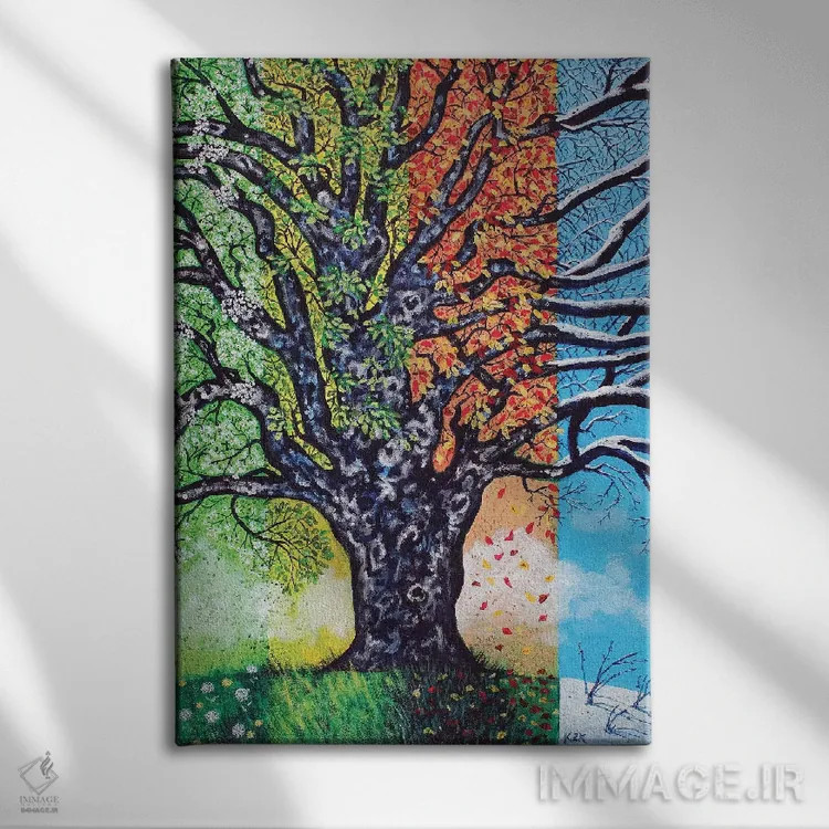 تابلو دکوراتیو درختی برای همه فصل ها اثر جری لی کرک - نمای روبهرو روی دیوار
