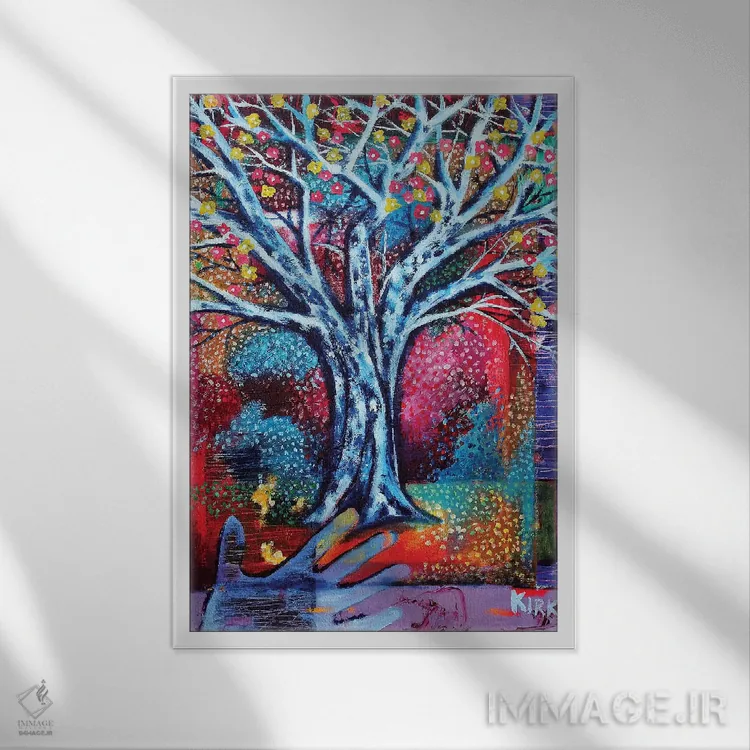 تابلو دکوراتیو درخت رویایی اثر جری لی کرک - نمای قابدار سفید