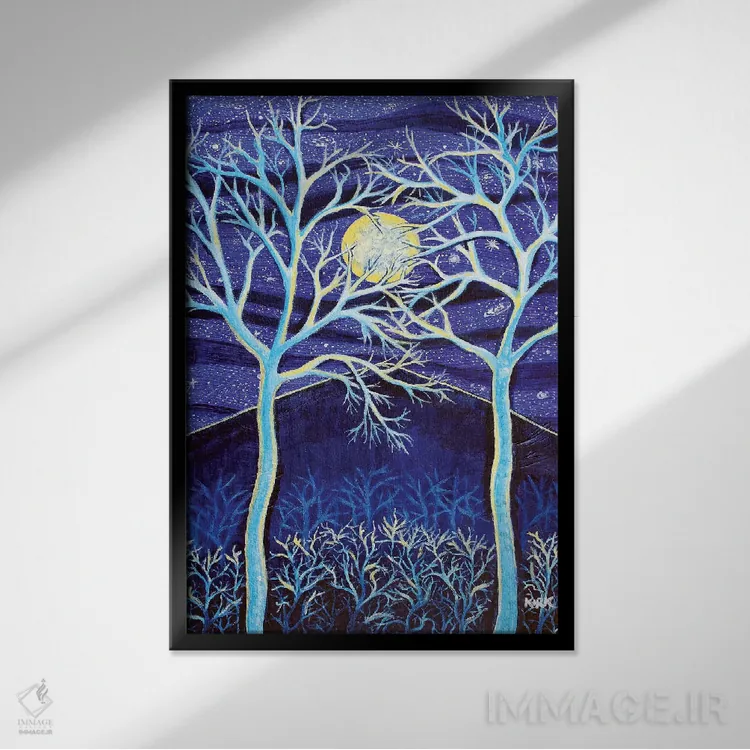 تابلو دکوراتیو کوه نیمه شب اثر جری لی کرک - نمای قابدار مشکی