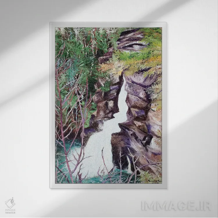 تابلو دکوراتیو آبشار لینویل اثر جری لی کرک - نمای قابدار سفید