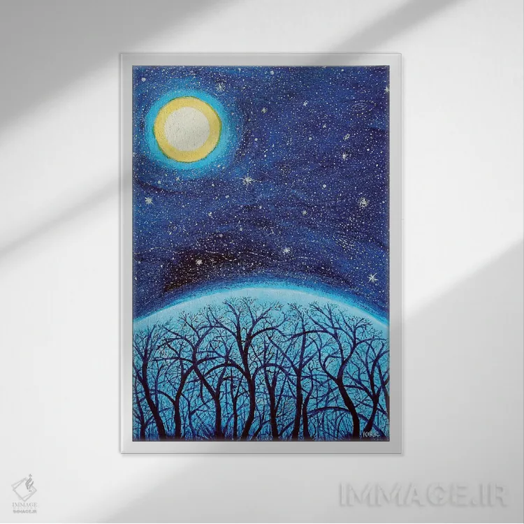تابلو دکوراتیو ماه بر فراز کوه اثر جری لی کرک - نمای قابدار سفید