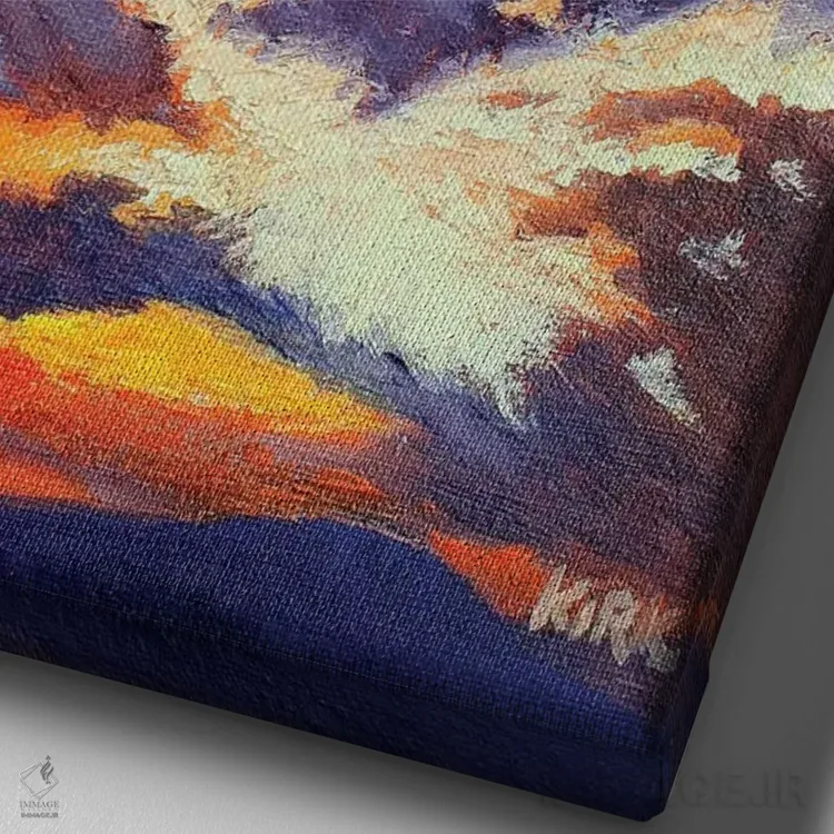 تابلو دکوراتیو غروب کوهستان اثر جری لی کرک - نمای نزدیک بافت بوم