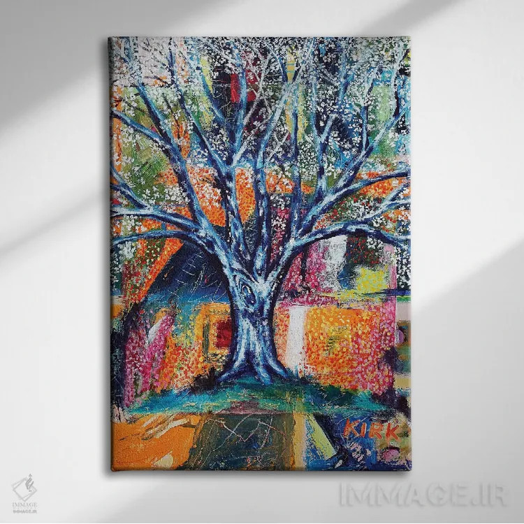 تابلو دکوراتیو درخت بهاری اثر جری لی کرک - نمای روبهرو روی دیوار