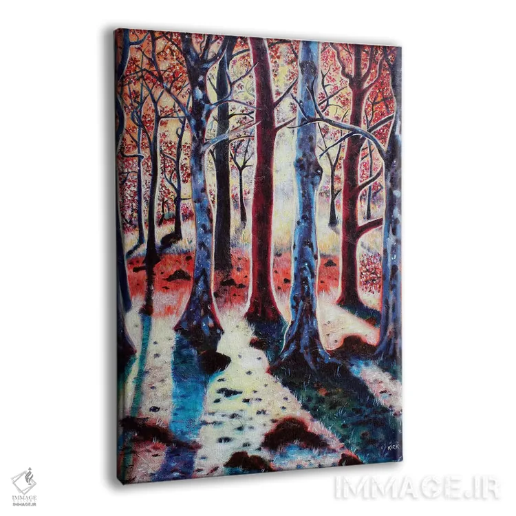 تابلو دکوراتیو جنگل هنگام غروب اثر جری لی کرک - نمای پرسپکتیو محصول