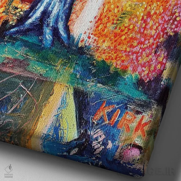 تابلو دکوراتیو درخت بهاری اثر جری لی کرک - نمای نزدیک بافت بوم