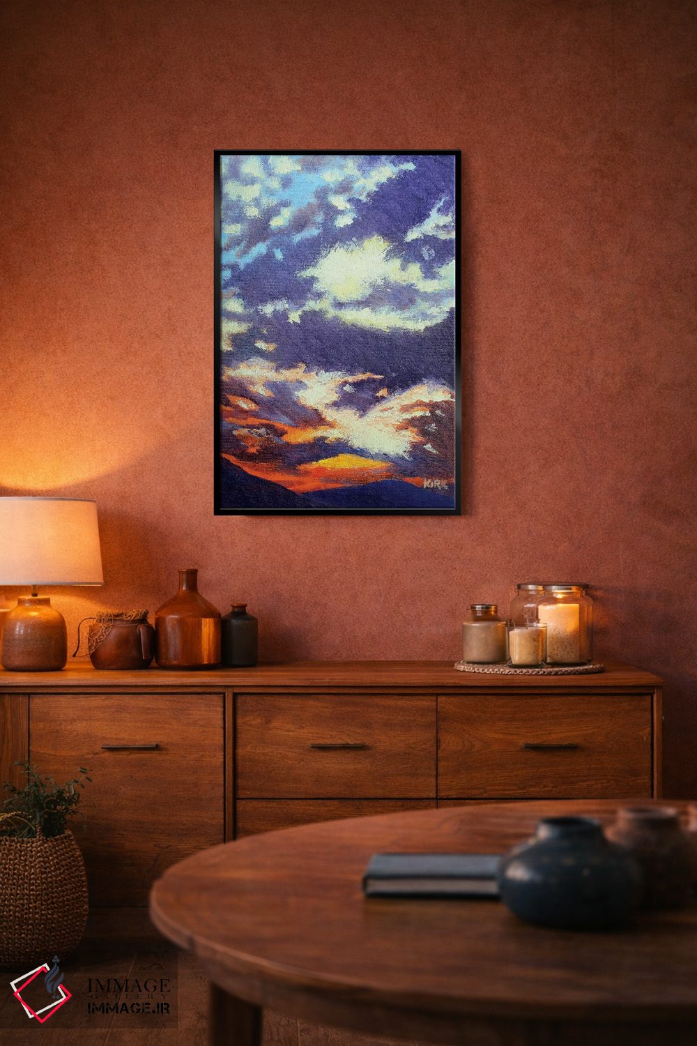 تابلو دکوراتیو غروب کوهستان اثر جری لی کرک - D5B