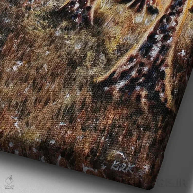 تابلو دکوراتیو نوری فراتر از این جنگل هاست اثر جری لی کرک - نمای نزدیک بافت بوم