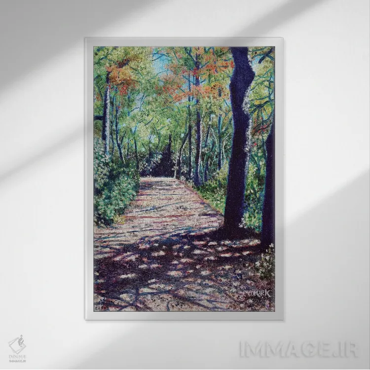 تابلو دکوراتیو سایه ها روی مسیر اثر جری لی کرک - نمای قابدار سفید