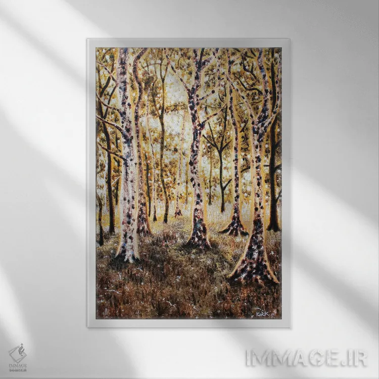 تابلو دکوراتیو نوری فراتر از این جنگل هاست اثر جری لی کرک - نمای قابدار سفید