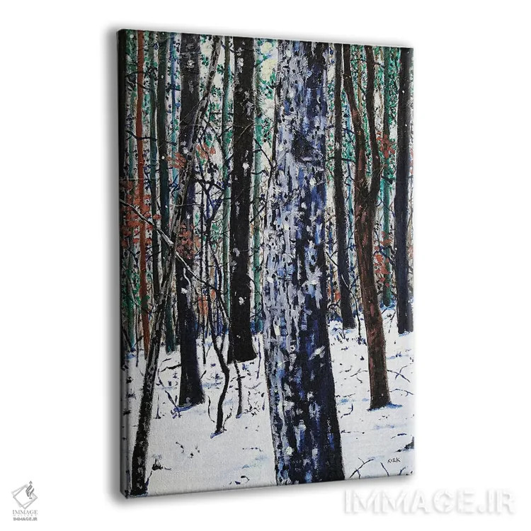 تابلو دکوراتیو جنگل در برف اثر جری لی کرک - نمای پرسپکتیو محصول
