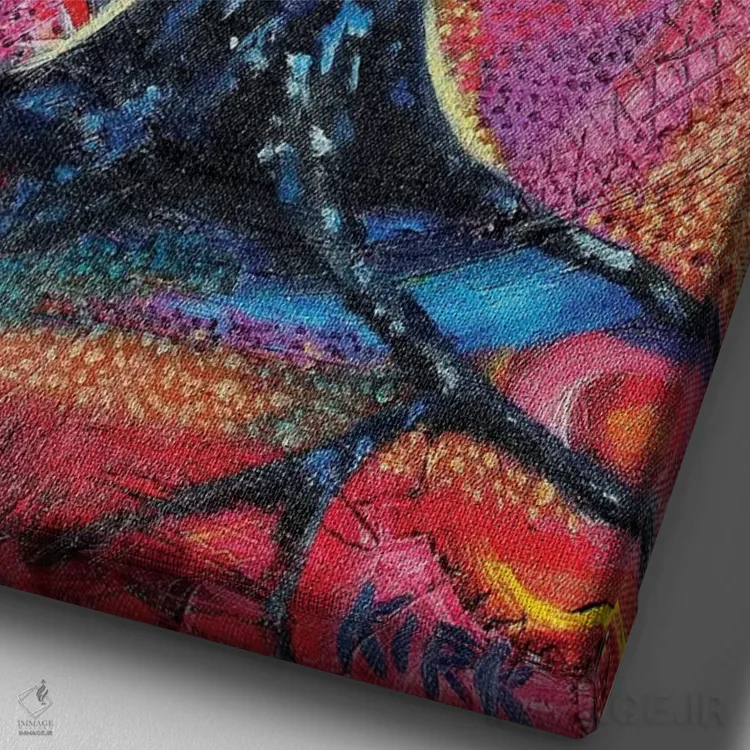 تابلو دکوراتیو درخت در چشم انداز انتزاعی اثر جری لی کرک - نمای نزدیک بافت بوم