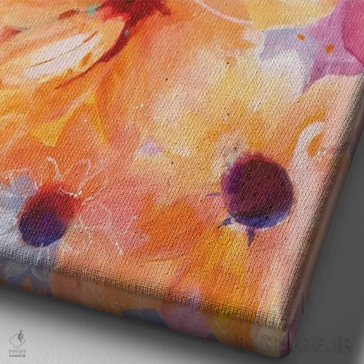 تابلو انتزاعی چیدمان گل ها اثر جیل مارتین - نمای نزدیک بافت بوم