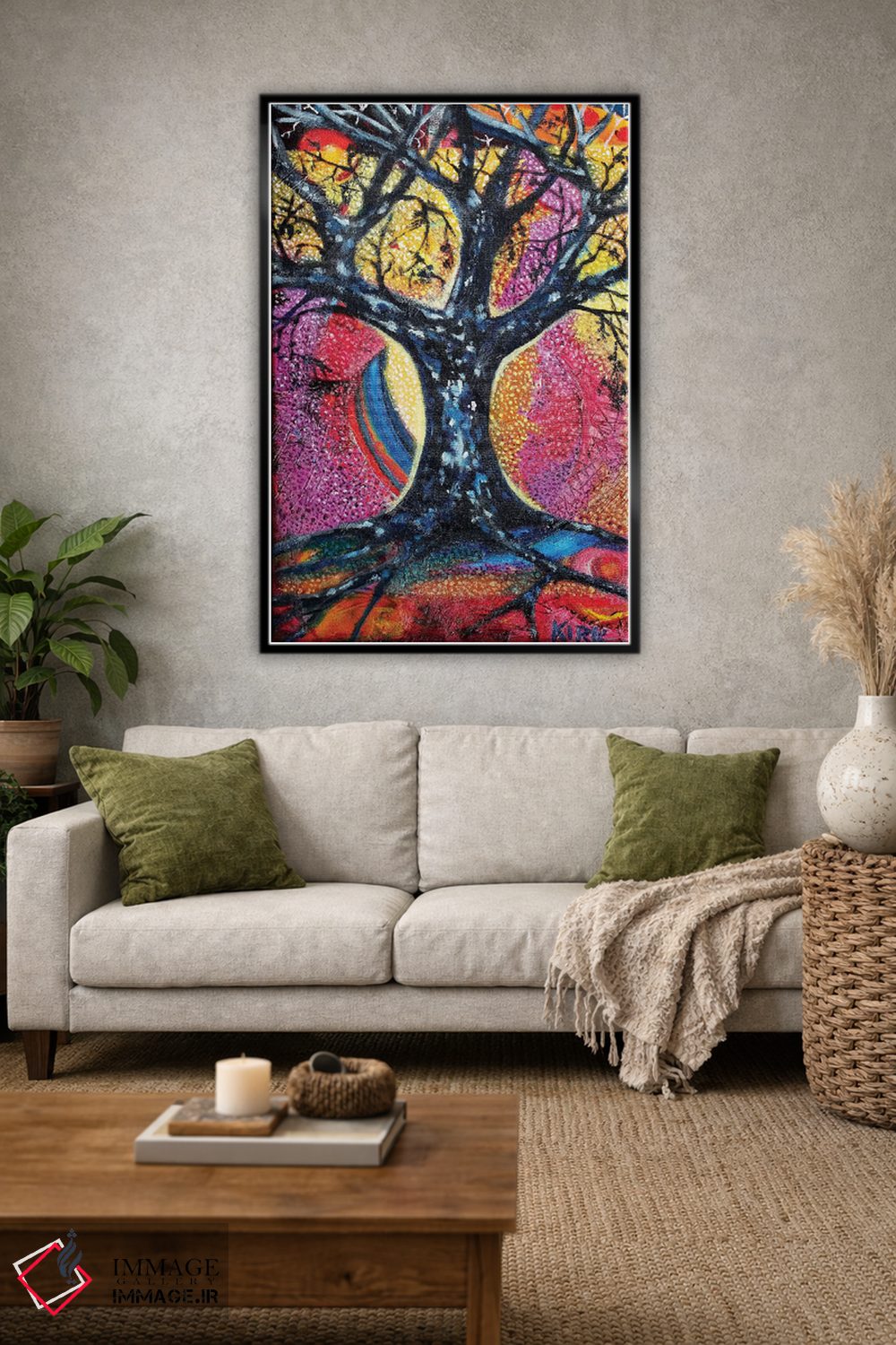 تابلو دکوراتیو درخت در چشم انداز انتزاعی اثر جری لی کرک - D2B