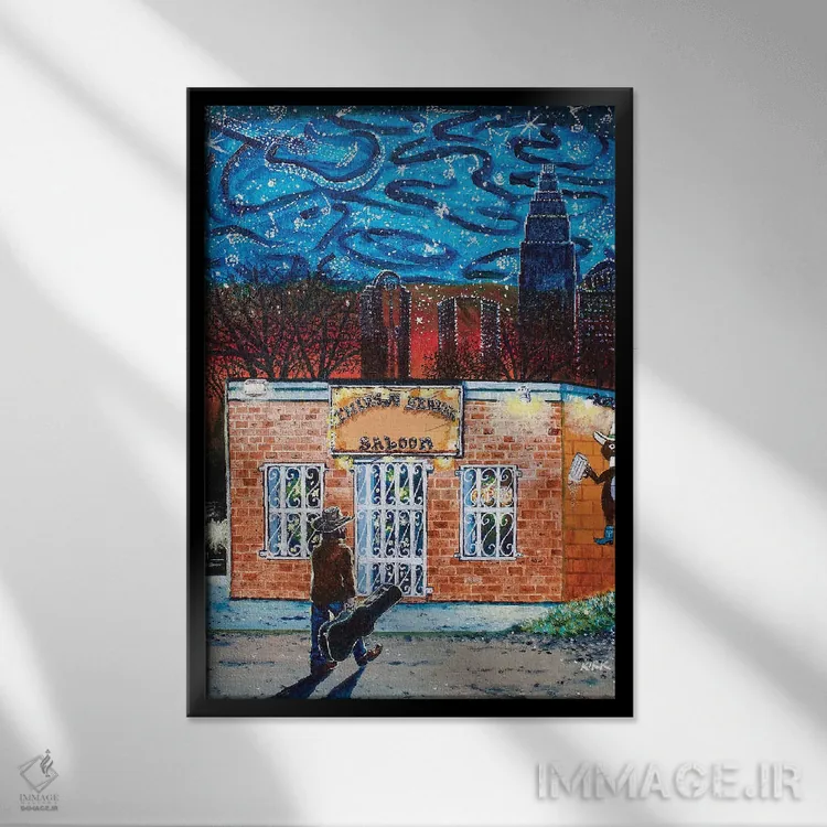 تابلو دکوراتیو سالن بیور تشنه اثر جری لی کرک - نمای قابدار مشکی
