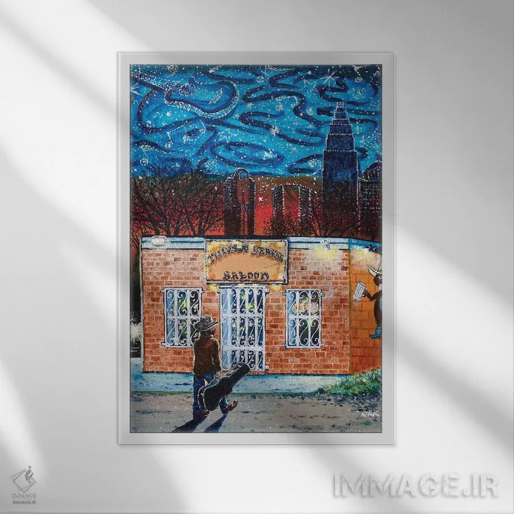 تابلو دکوراتیو سالن بیور تشنه اثر جری لی کرک - نمای قابدار سفید