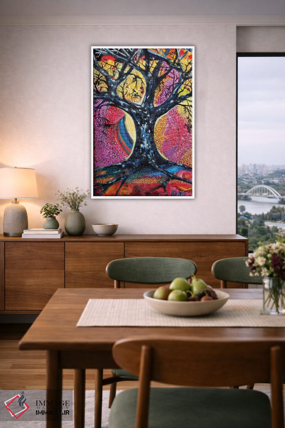 تابلو دکوراتیو درخت در چشم انداز انتزاعی اثر جری لی کرک - D6W