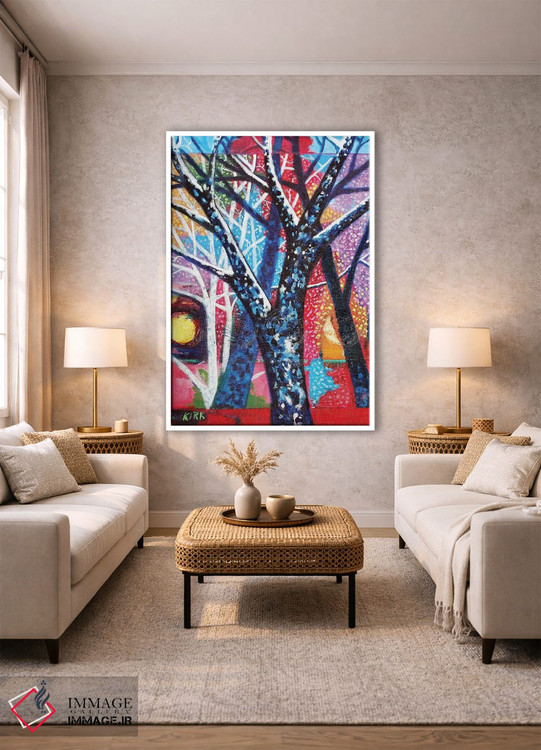 تابلو دکوراتیو درختان در غروب انتزاعی اثر جری لی کرک - D1W