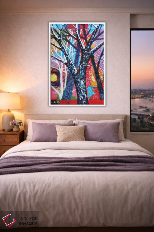 تابلو دکوراتیو درختان در غروب انتزاعی اثر جری لی کرک - D4W