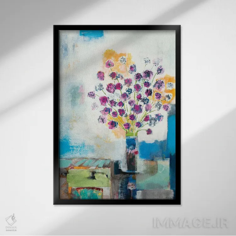 تابلو انتزاعی در یک روز آرام اثر جیل مارتین - نمای قابدار مشکی