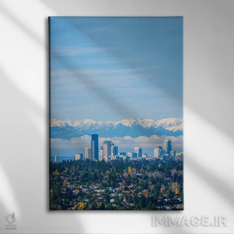 تابلو دکوراتیو Washington State. Seattle skyline and Olympic mountains,آمر… اثر مریل ایماجز - نمای روبهرو روی دیوار