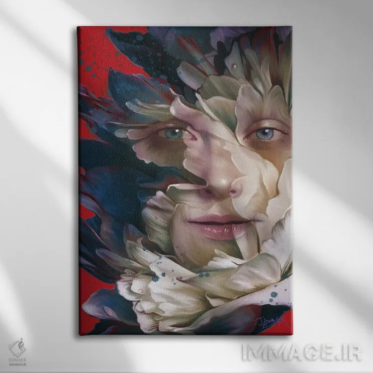 تابلو دکوراتیو روح گل صدتومانی اثر جولیانا لوومر - نمای روبهرو روی دیوار