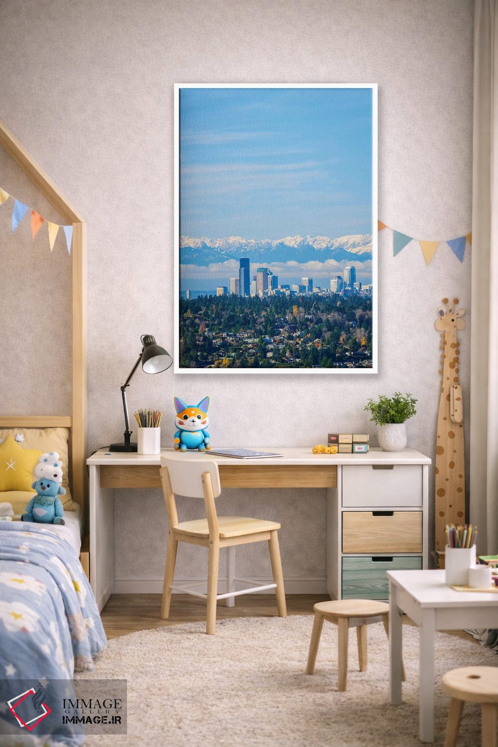 تابلو دکوراتیو Washington State. Seattle skyline and Olympic mountains,آمر… اثر مریل ایماجز - D1W