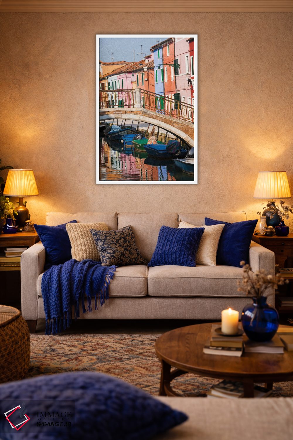 تابلو دکوراتیو Burano. Reflection of colorful houses in canal.,ایتالیا، بو… اثر مریل ایماجز - D2W