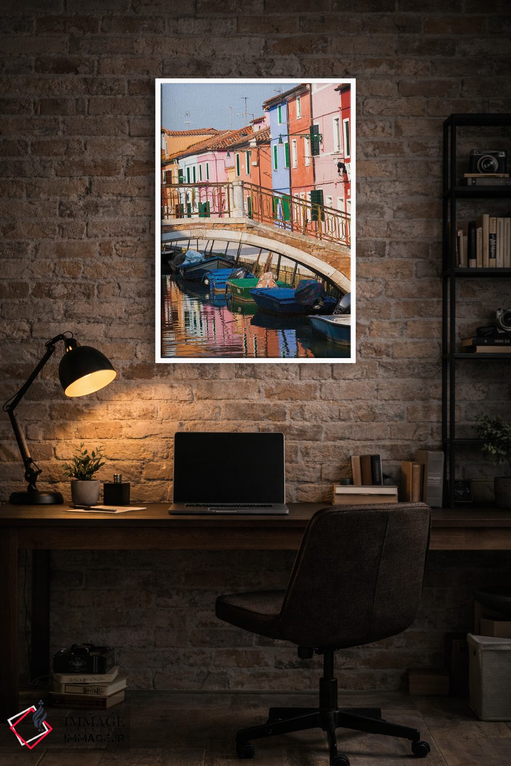 تابلو دکوراتیو Burano. Reflection of colorful houses in canal.,ایتالیا، بو… اثر مریل ایماجز - D3W