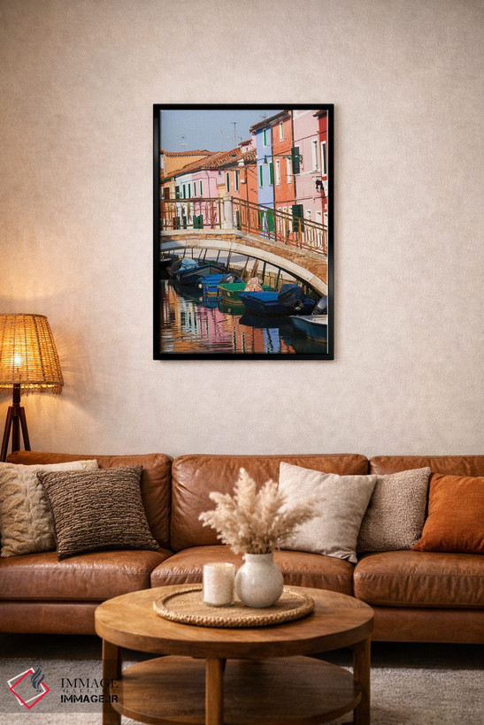 تابلو دکوراتیو Burano. Reflection of colorful houses in canal.,ایتالیا، بو… اثر مریل ایماجز - D4B
