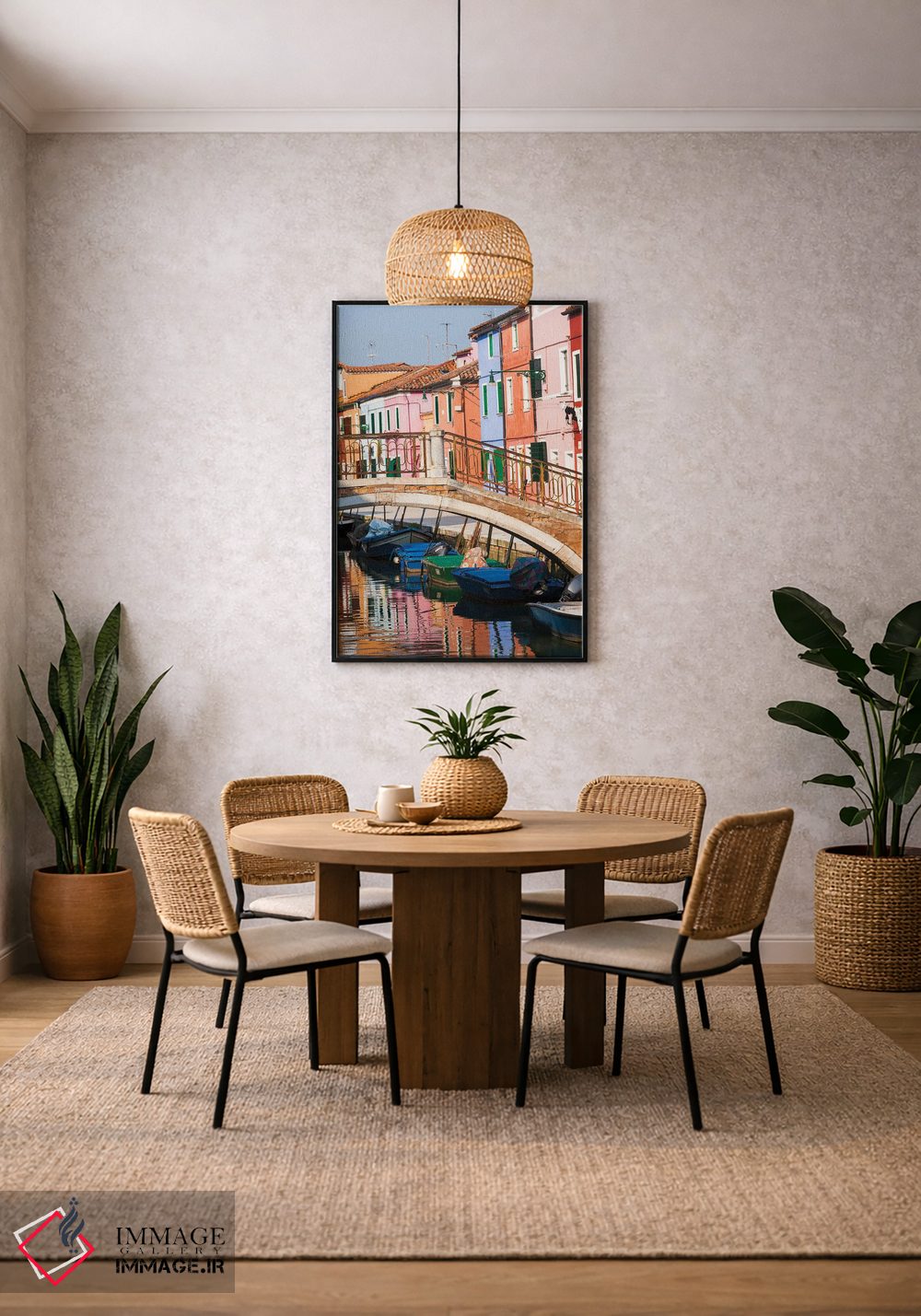 تابلو دکوراتیو Burano. Reflection of colorful houses in canal.,ایتالیا، بو… اثر مریل ایماجز - D5B