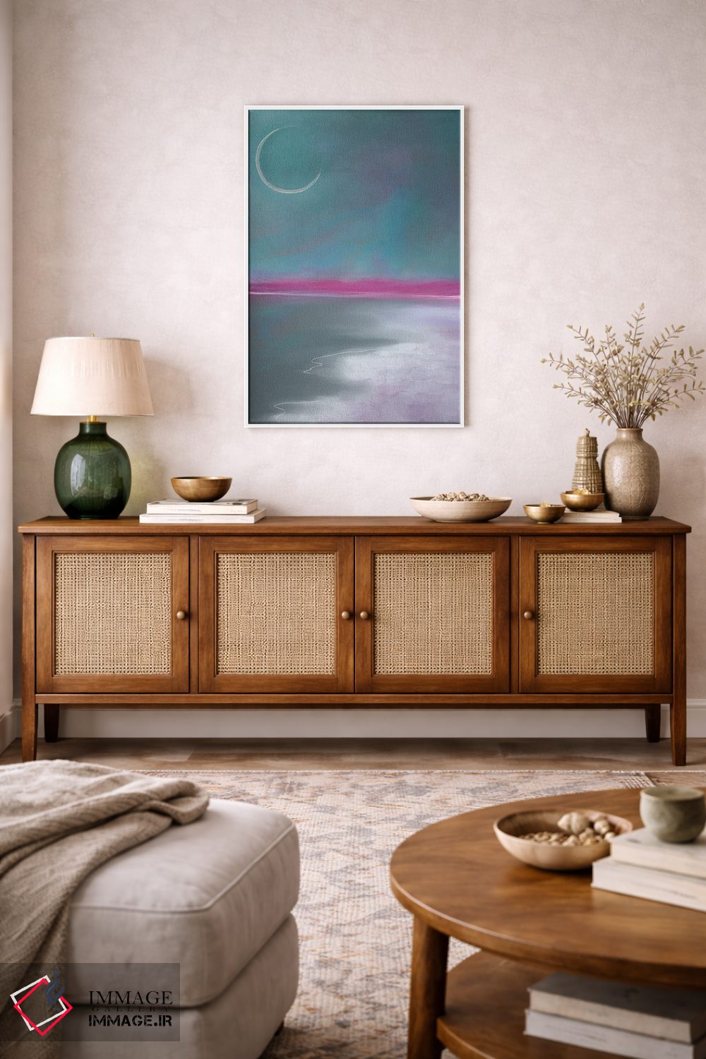 تابلو دکوراتیو طلوع ماه صورتی اثر جولیانا لوومر - D3W