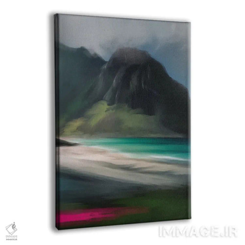 تابلو دکوراتیو ساحل جزیره نهنگ صورتی اثر جولیانا لوومر - نمای پرسپکتیو محصول