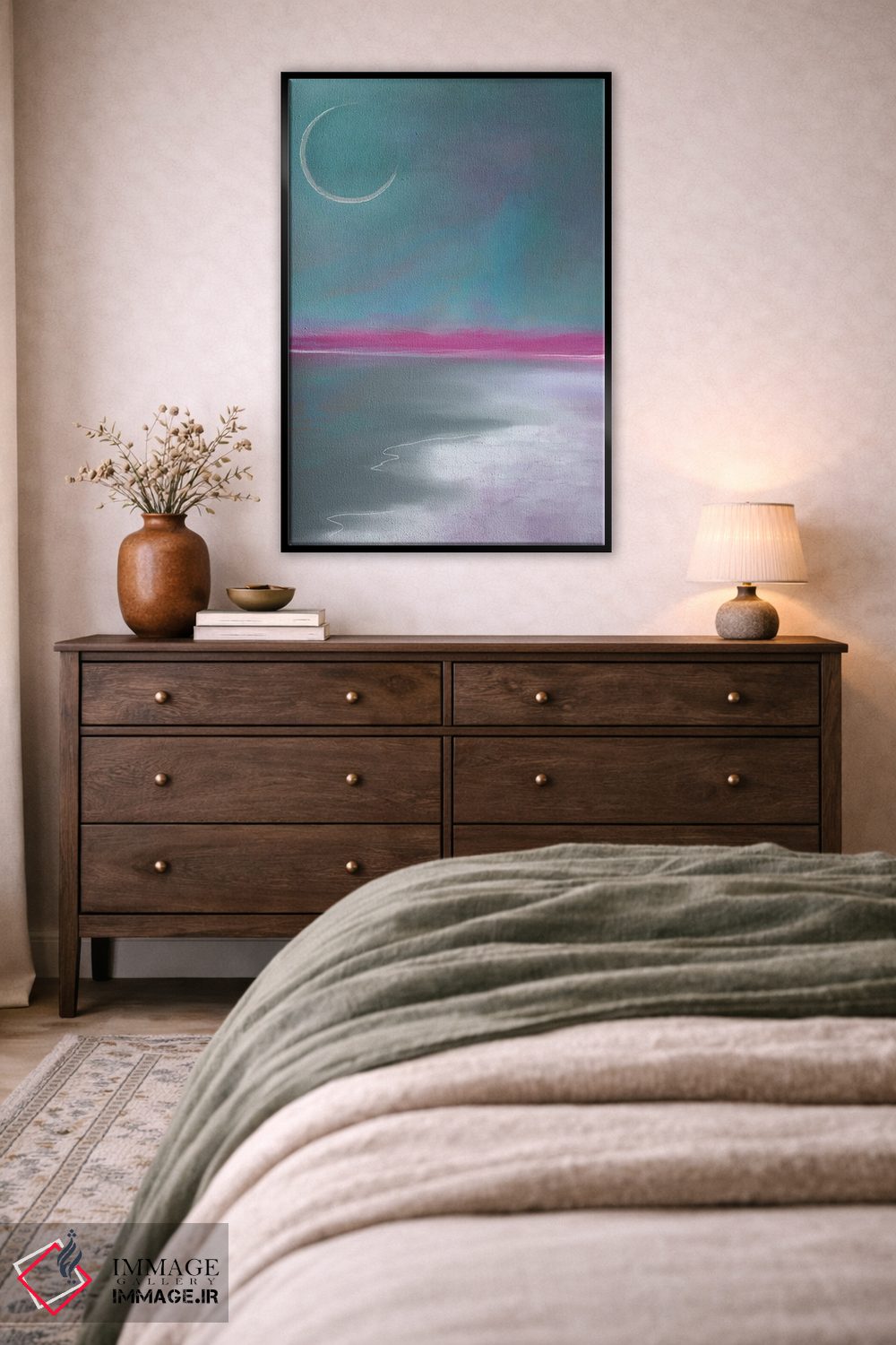 تابلو دکوراتیو طلوع ماه صورتی اثر جولیانا لوومر - D5B