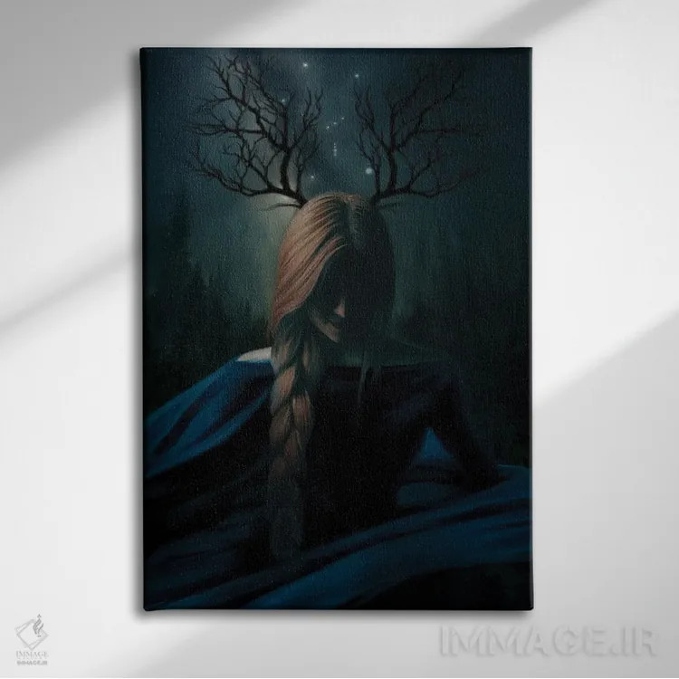 تابلو دکوراتیو رقصنده شب اثر جولیانا لوومر - نمای روبهرو روی دیوار