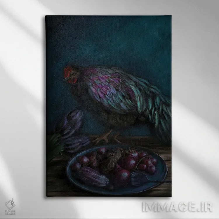 تابلو دکوراتیو سیاه و آبی اثر جولیانا لوومر - نمای روبهرو روی دیوار