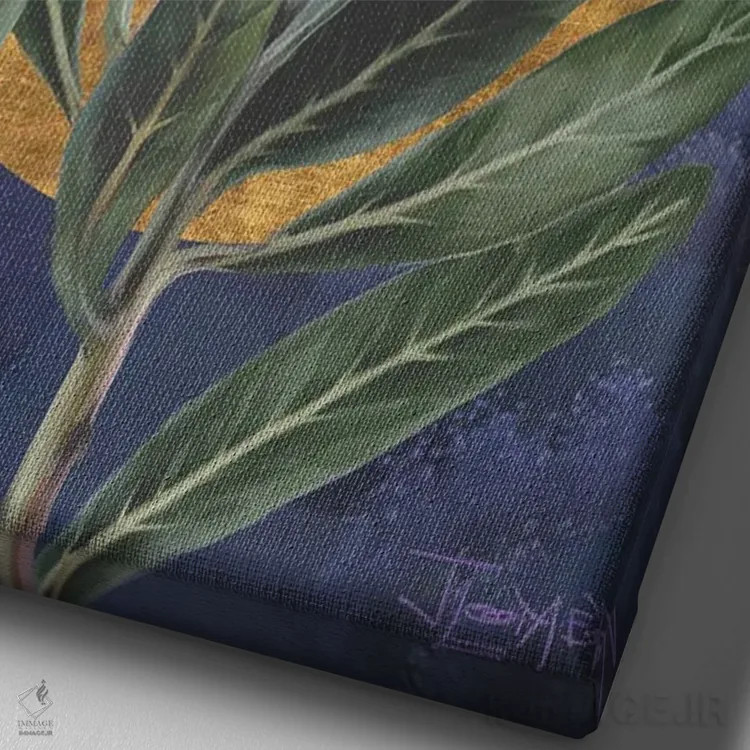 تابلو دکوراتیو طلوع پروتئای بنفش اثر جولیانا لوومر - نمای نزدیک بافت بوم