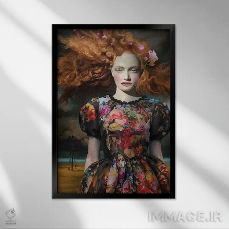 تابلو دکوراتیو گل وحشی اثر جولیانا لوومر - نمای قابدار مشکی