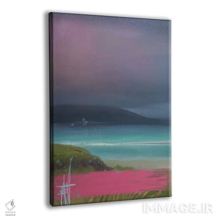 تابلو انتزاعی طوفان جزیره گل صورتی اثر جولیانا لوومر - نمای پرسپکتیو محصول