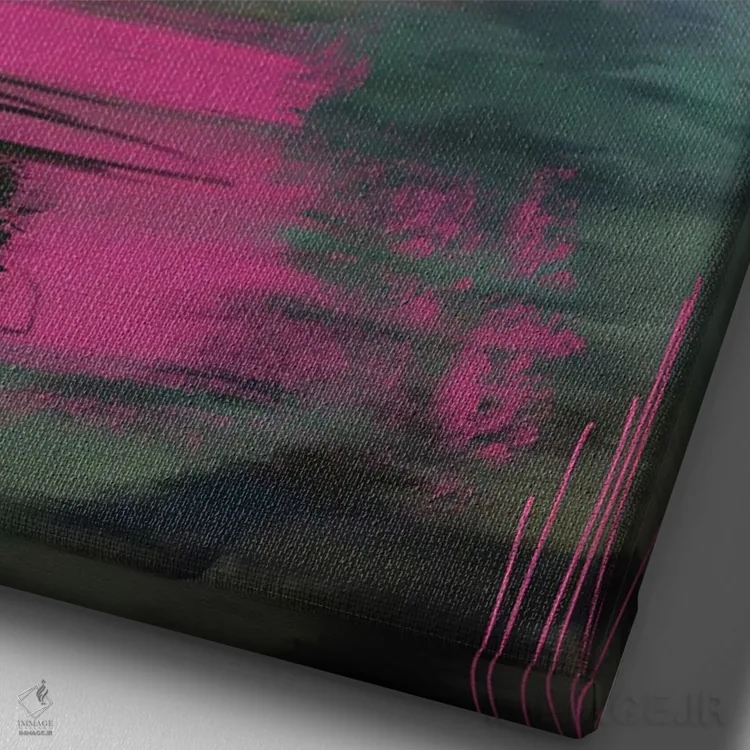 تابلو مدرن طلوع آفتاب لوفوتن صورتی اثر جولیانا لوومر - نمای نزدیک بافت بوم