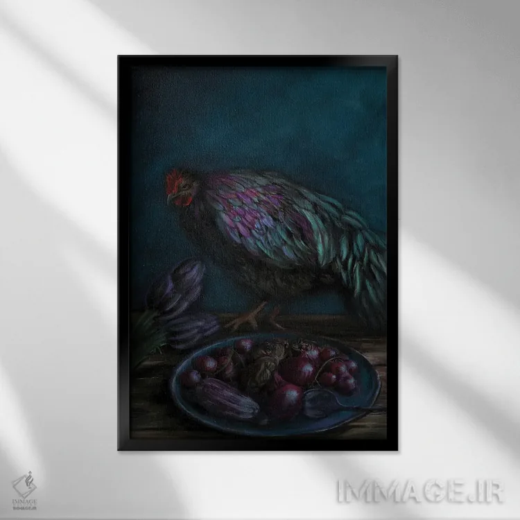 تابلو دکوراتیو سیاه و آبی اثر جولیانا لوومر - نمای قابدار مشکی