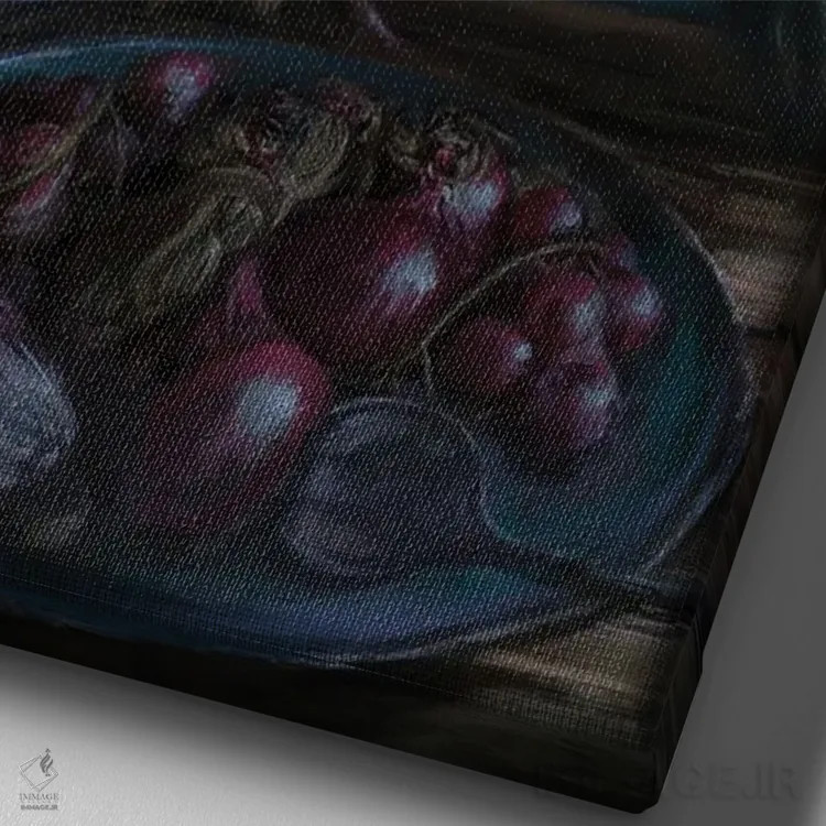 تابلو دکوراتیو سیاه و آبی اثر جولیانا لوومر - نمای نزدیک بافت بوم