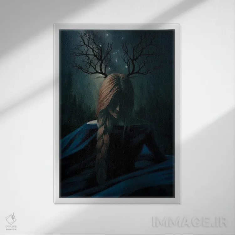 تابلو دکوراتیو رقصنده شب اثر جولیانا لوومر - نمای قابدار سفید