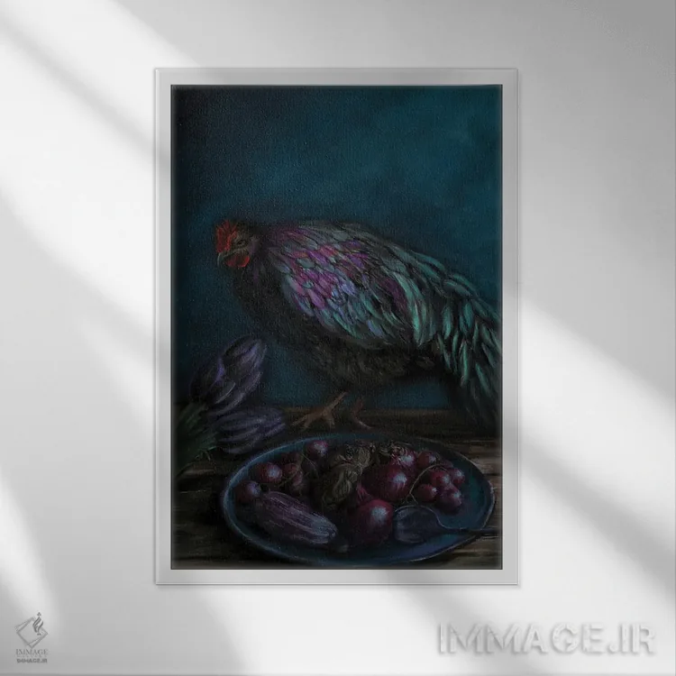 تابلو دکوراتیو سیاه و آبی اثر جولیانا لوومر - نمای قابدار سفید