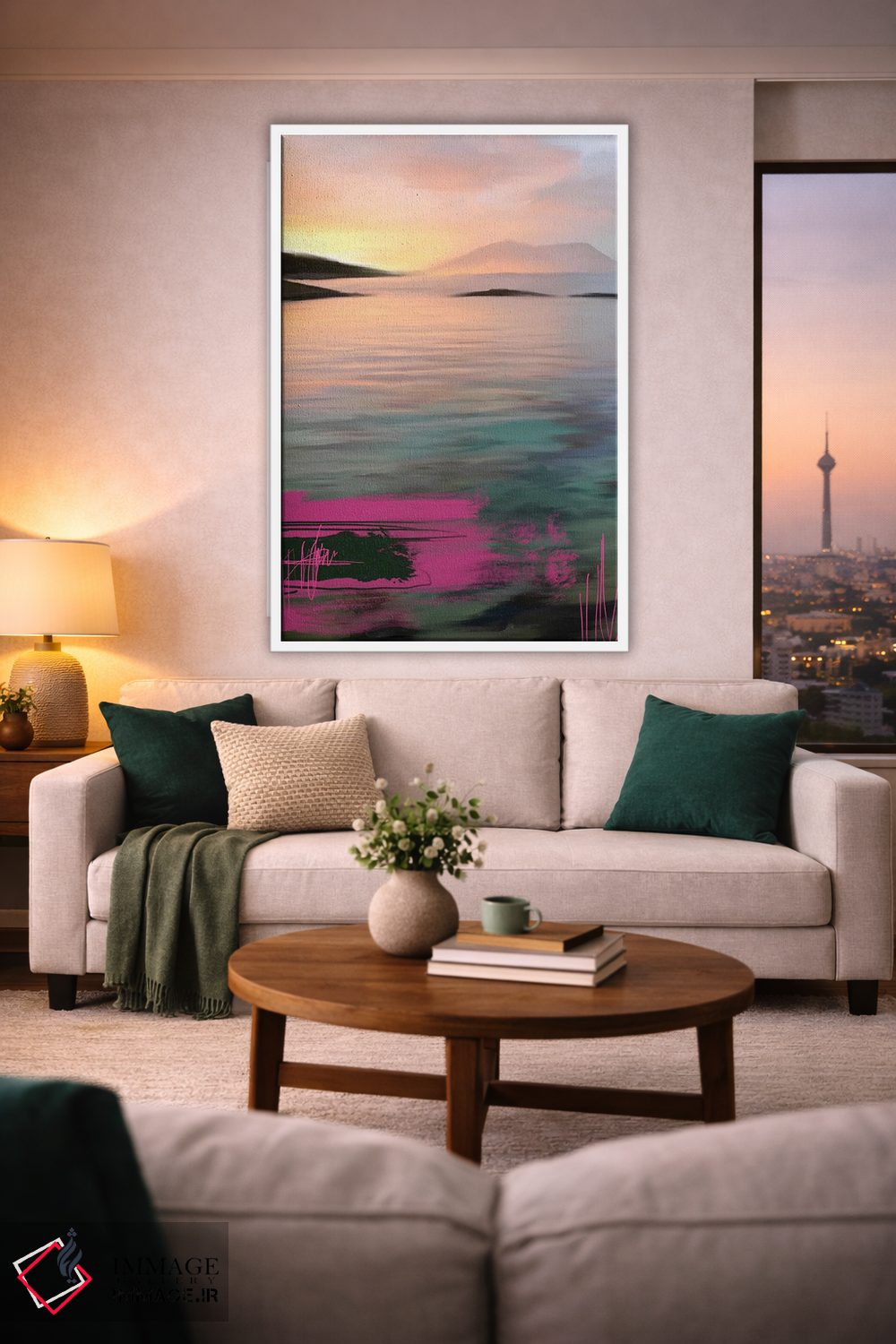 تابلو مدرن طلوع آفتاب لوفوتن صورتی اثر جولیانا لوومر - D1W